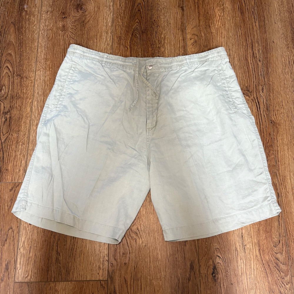 VTG Natural Issue Mens 100% Linen Shorts Size 40 Beige‎ Elastic Waist Relaxed